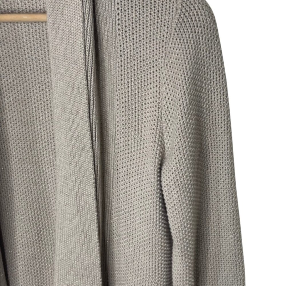 GRAIN DE MALICE (GDM) | Tan with Metallic Stitch Open Front Cardigan | Size M - Picture 4 of 12